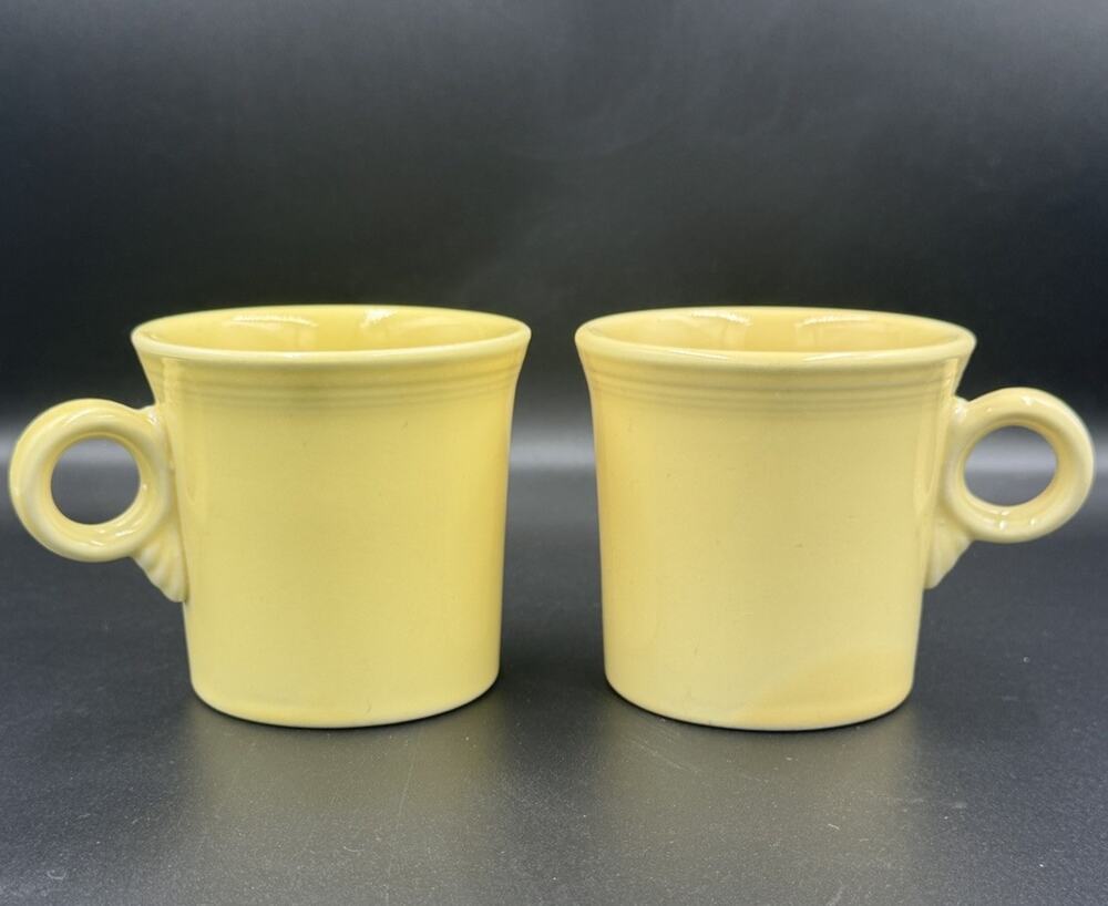 Fiestaware by Homer Laughlin Post 86 Yellow Ring Handle Coffee Mugs- Set Of 2